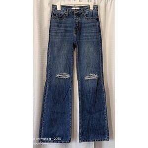 Kancan Women's Jeans Estilo Flare Leg Distressed Button Front Size 5